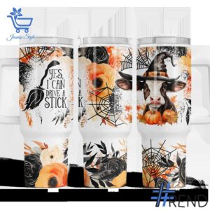 Experience the sleek design of the Cow Floral Halloween Tumbler oz.