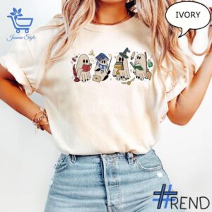 Trendy Cute Boo Halloween Witch Shirt perfect for casual and streetwear outfits.
