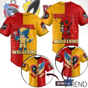 Trendy Deadpool and Wolverine Baseball Jersey perfect for casual and streetwear outfits.