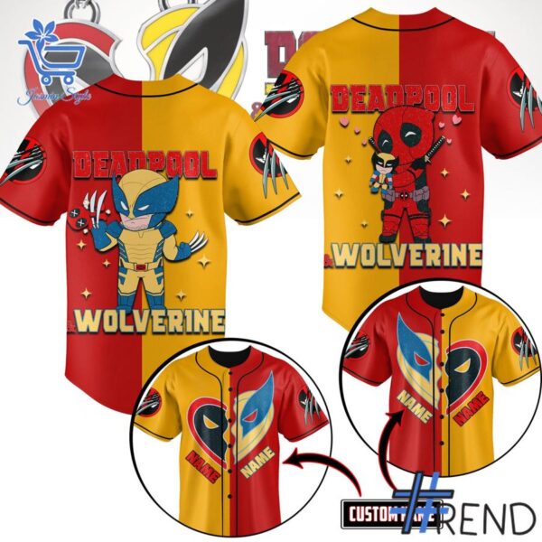 Trendy Deadpool and Wolverine Baseball Jersey perfect for casual and streetwear outfits.