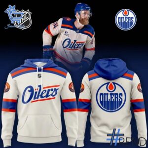Versatile Edmonton Oilers Blank Premium Cream Alternate Hoodie perfect for casual and sporty looks.