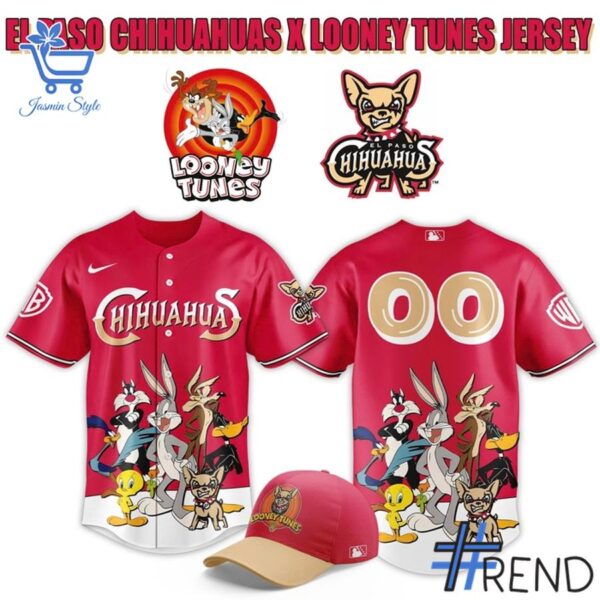 Experience the sleek design of the El Paso Chihuahuas x Looney Tunes Baseball Jersey.