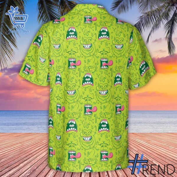 Versatile Face Expression Slimer Ghostbusters Hawaiian Shirt perfect for casual and sporty looks.