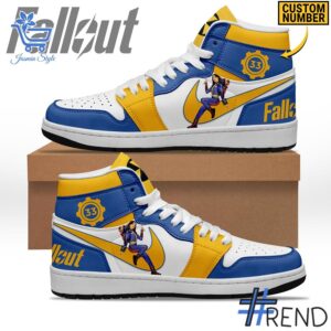Trendy Fallout Air Jordan High Top Shoes perfect for casual and streetwear outfits.