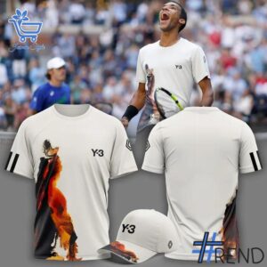 The Felix Auger Aliassime Y Us Open Tennis T Shirt adds a colorful spark to your wardrobe.