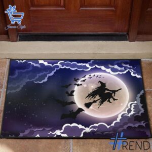 Stylish Flying Witch Moon Halloween Doormat designed for all-day comfort.