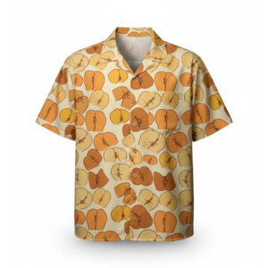 Experience the sleek design of the Peaches Butt Hawaiian Shirt.