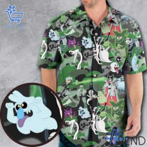 Stylish Ghost Cartoon Characters Halloween Hawaiian Shirt designed for all-day comfort.