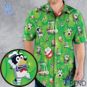 Stylish GhostHeeler Ghostbusters Bluey Mashup Hawaiian Shirt designed for all-day comfort.