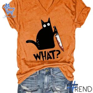 Refresh your collection with the timeless 1 Halloween Cat What What T Shirt.