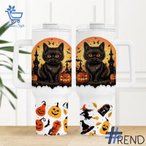 Take on every challenge with the Halloween Spooky Cat Tumbler oz.