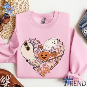 Trendy Heart Spooky Season Halloween Sweatshirt perfect for casual and streetwear outfits.