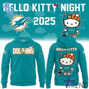 The 1 Hello Kitty Night Miami Dolphins 2025 Hoodie brings street-ready confidence to everyday outfits.