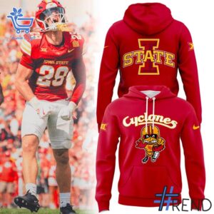 Trendy Iowa State Cyclones Football Red Hoodie perfect for casual and streetwear outfits.