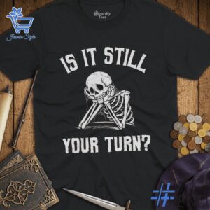 Trendy Is It Still Your Turn Skeleton Shirt perfect for casual and streetwear outfits.