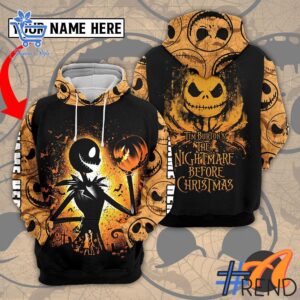 Refresh your collection with the timeless 1 Jack Skellington Pumpkin Nightmare before Christmas Hoodie.