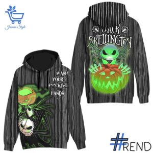 Stylish Jack Skellington Wash Your Fcking Hands Hoodie designed for all-day comfort.