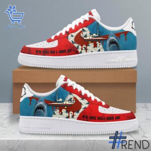 Experience the sleek design of the Jaws We're Gonna Need A Bigger Goat Air Force Shoes.