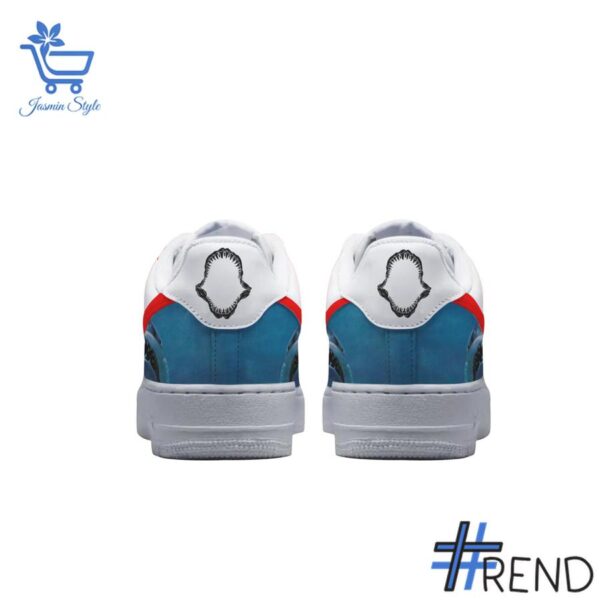 Experience the sleek design of the Jaws We're Gonna Need A Bigger Goat Air Force Shoes.