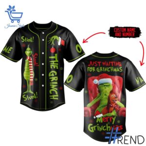 Stylish Just Waiting For Grinchmas The Grinch Baseball Jersey designed for all-day comfort.