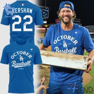 Stylish Los Angeles Dodgers Kershaw October Shirt designed for all-day comfort.