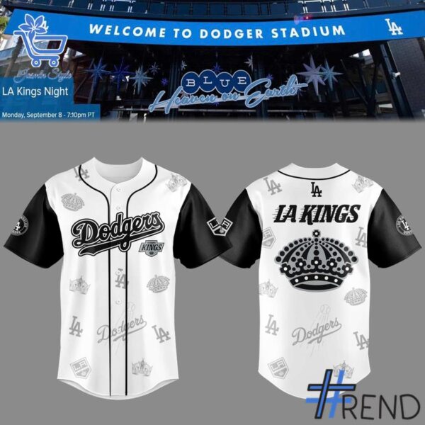 The Los Angeles Dodgers LA Kings Night jersey adds a colorful spark to your wardrobe.