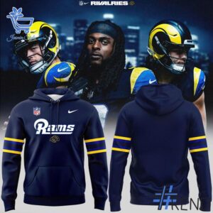 The Los Angeles Rams The Rivalries Uniforms Hoodie adds a colorful spark to your wardrobe.