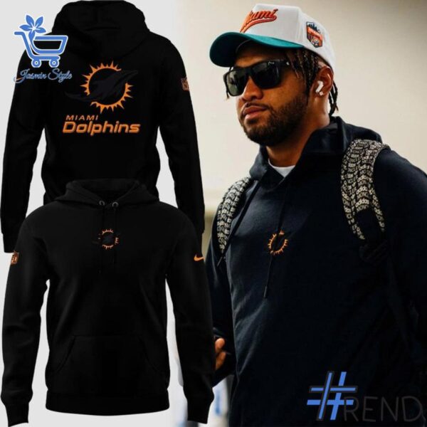 Versatile Miami Dolphins Black Hoodie perfect for casual and sporty looks.