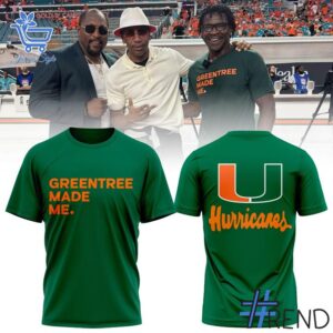 The Miami Hurricanes Greentree Made Me Shirt adds a colorful spark to your wardrobe.
