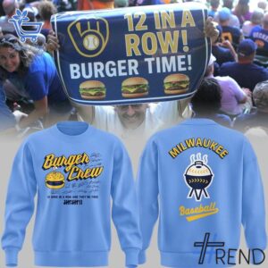 The 1 Milwaukee Brewers Burger Crew Sweatshirt brings street-ready confidence to everyday outfits.