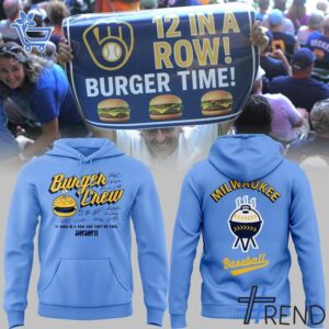 The 3 Milwaukee Brewers Burger Crew Sweatshirt brings street-ready confidence to everyday outfits.