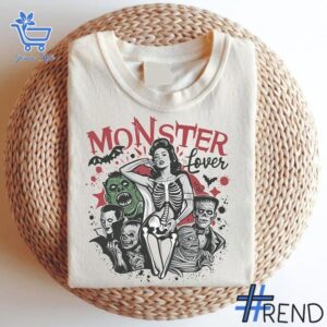 Trendy Monster Lover Halloween Shirt perfect for casual and streetwear outfits.