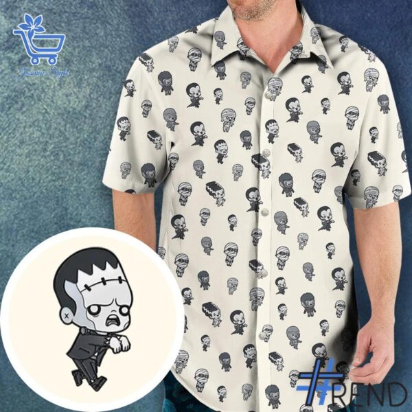 The Monsters Pattern Halloween Hawaiian Shirt adds a colorful spark to your wardrobe.