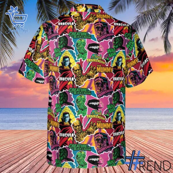 Stylish Monsters Pop Collage Universal Monsters Hawaiian Shirt designed for all-day comfort.
