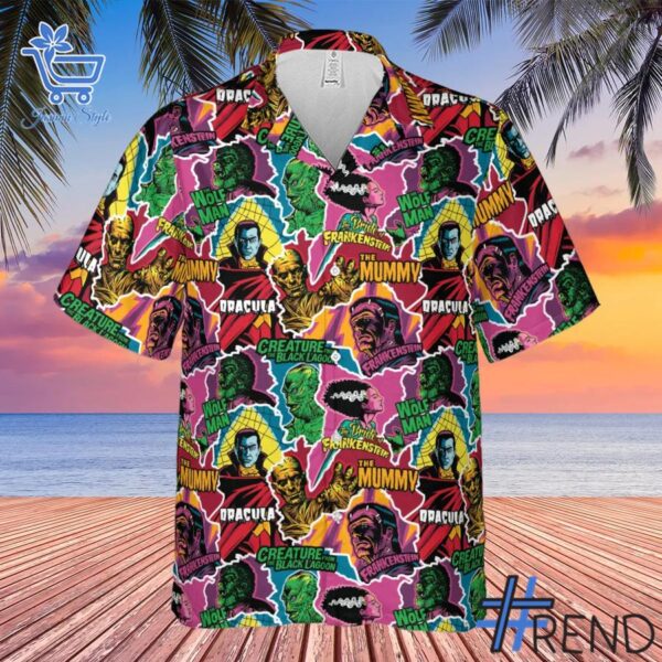 Stylish Monsters Pop Collage Universal Monsters Hawaiian Shirt designed for all-day comfort.