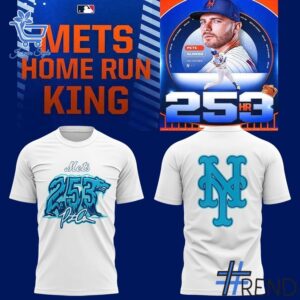 Refresh your collection with the timeless 1 New York Mets Pete Alonso 253 Home Run T shirt.