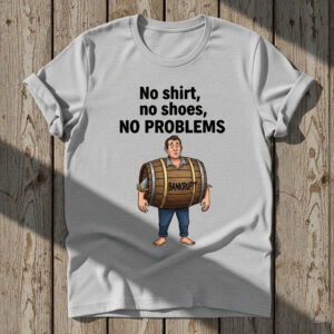The No Shirt No Shoes No Problems Shirt brings street-ready confidence to everyday outfits.