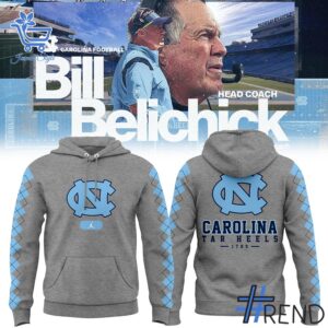 Stylish North Carolina Tar Heels Head Coach Bill Belichick Hoodie designed for all-day comfort.