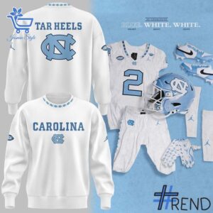 Stylish North Carolina Tar Heels Icy White Hoodie designed for all-day comfort.