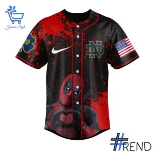 The Notre Dame Fighting Irish Deadpool Baseball Jersey is built for bold street style.