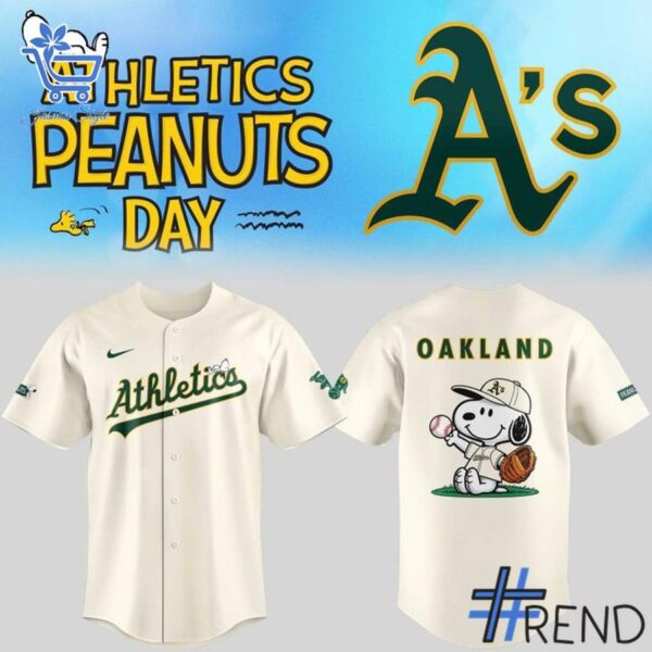 Versatile Oakland Athletics Peanuts Snoopy Baseball Jersey perfect for casual and sporty looks.