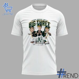 Stylish Oakland Athletics Tim Hudson Mark Mulder Barry Zito Big Three T Shirt designed for all-day comfort.