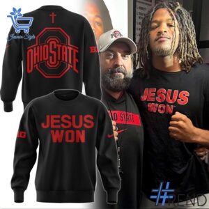 Stylish Ohio State Buckeyes Football JESUS WON Sweatshirt designed for all-day comfort.