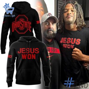 Stylish Ohio State Buckeyes Football JESUS WON Sweatshirt designed for all-day comfort.