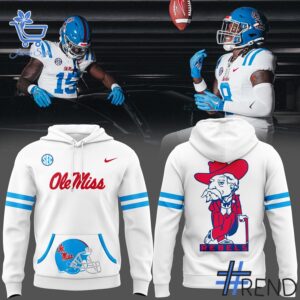 Stylish Ole Miss Rebels football white Hoodie designed for all-day comfort.