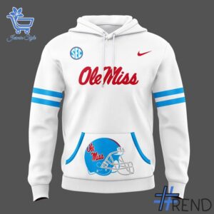 Stylish Ole Miss Rebels football white Hoodie designed for all-day comfort.