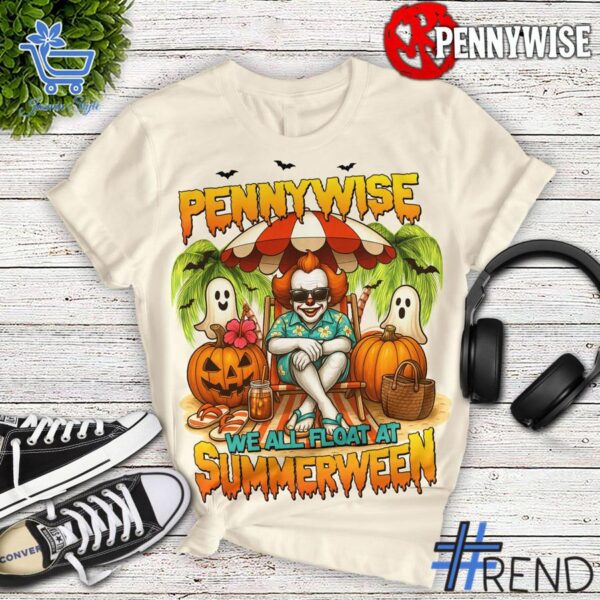 Experience the sleek design of the Pennywise We All Float At Summerween Shirt.