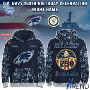 The 1 Philadelphia Eagles US Navy 250th Birthday Hoodie brings street-ready confidence to everyday outfits.