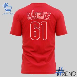 Take on every challenge with the Philadelphia Phillies Cristopher Sanchez Vamos Sanchez Shirt.