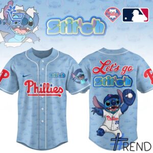 Take on every challenge with the Philadelphia Phillies Let's Go Stitch Baseball Jersey.